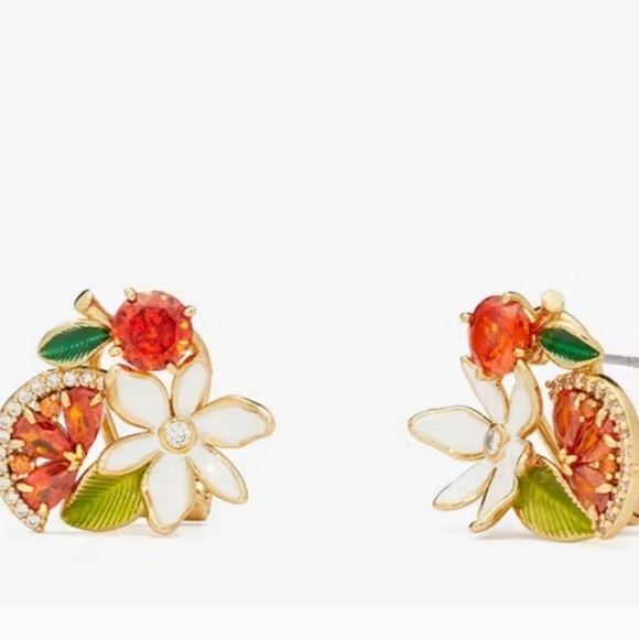 ✨️🍊 Kate Spade Sweet Citrus Hinge Cuff bracelet ➕️ Earring Bundle ✨️🍊 - Picture 8 of 10